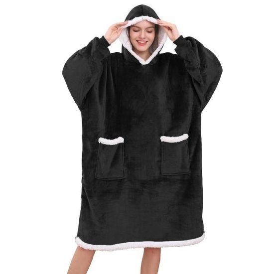 Hoodie Surdimensionné Avec Poches – Plaid à Manches Pour Femmes Et Hommes – Chaud Et Confortable Pour La Maison
