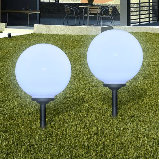 Lampes d'allée à LED - VIDAXL - Energie solaire - Boule blanche brillante - 30 cm de diamètre - Lot de 2