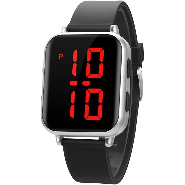 Montre Femme Digitale Sport LED Montres Waterproof Bracelet Cuir
