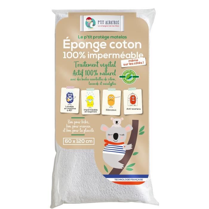 P'TIT ALBATROS Alèse imperméable Greenfirst® - Bébé mixte - 60 x 120 cm