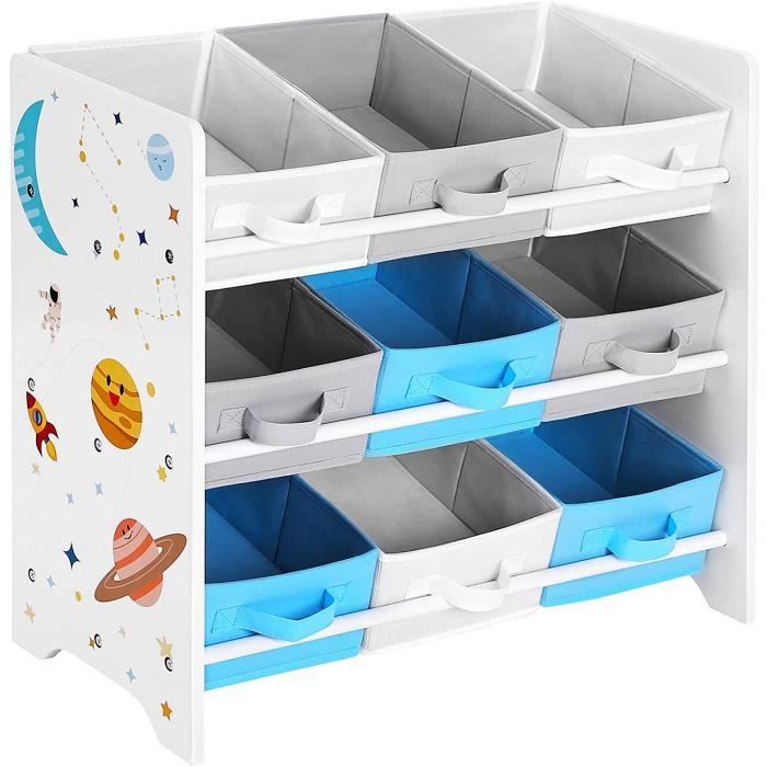 SONGMICS Étagère de Rangement Enfant pour Jouets et Livres, 9 Boîtes Amovibles Tissu Non-tissé, pour Chambre d’Enfant, Salle de Jeux