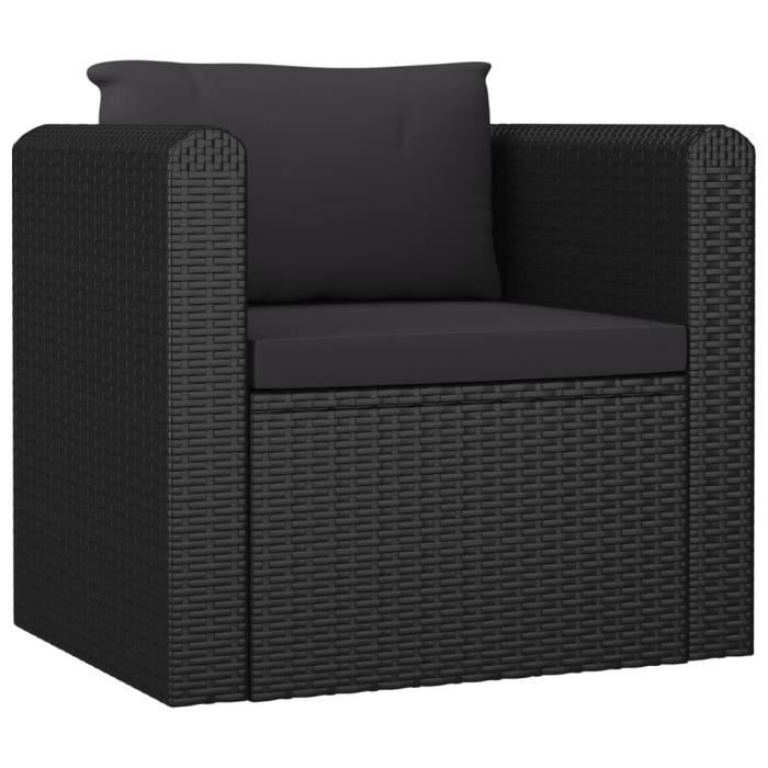 Fauteuil Relaxation Fauteuil Relax Confortable - Fauteuil Salon avec coussins Résine tressée Noir Nouveau *375159