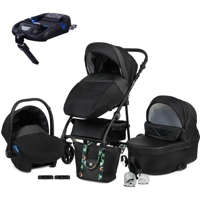 Poussette Combinée Trio 3 en 1 SmartLine ISOFIX – Noir - Landau, poussette promenade, siège auto Groupe 0+ // + Accessoires