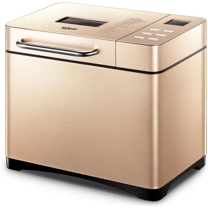 Yabano Machine à Pain 19 Programmes Acier Inox Pour Yaourt, Pain Sans Gluten, LED Display, 15H, 1kg, 650W