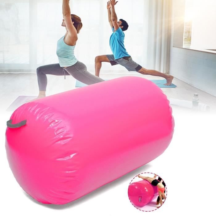 Tapis Gonflable Rouleau en PVC Gymnastique Yoga Fitness - 100x85cm - Rose