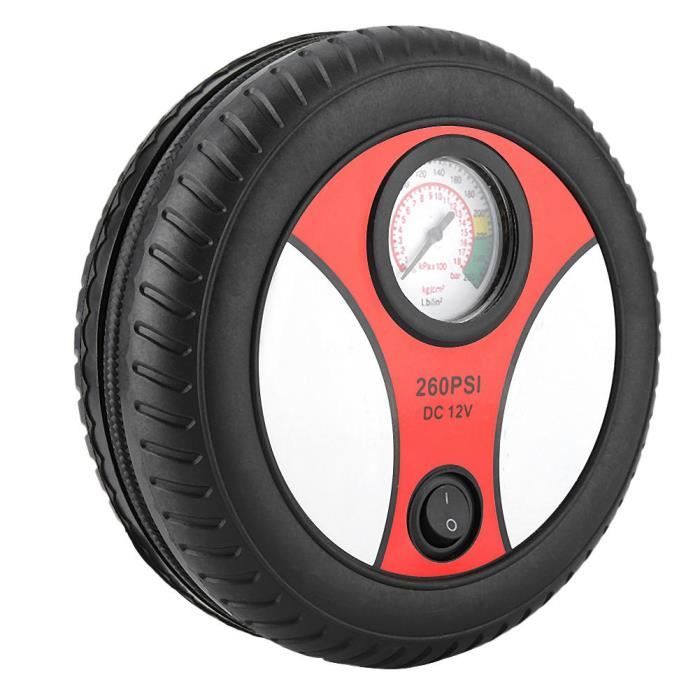 Drfeify Pompe de gonflage de pneu Pompe de compresseur d'air de voiture portable 12V jauge de pression de pneu visuelle gonfleur de