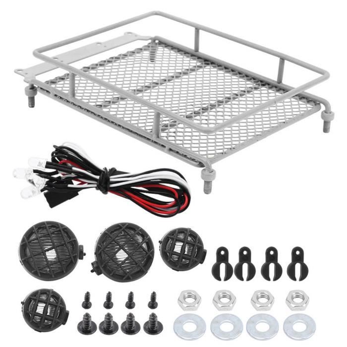 YOSOO Galerie de toit RC Porte-bagages de toit en métal avec lumière LED pour chenille MN 1/12 RC MN90 / MN90K(argent )