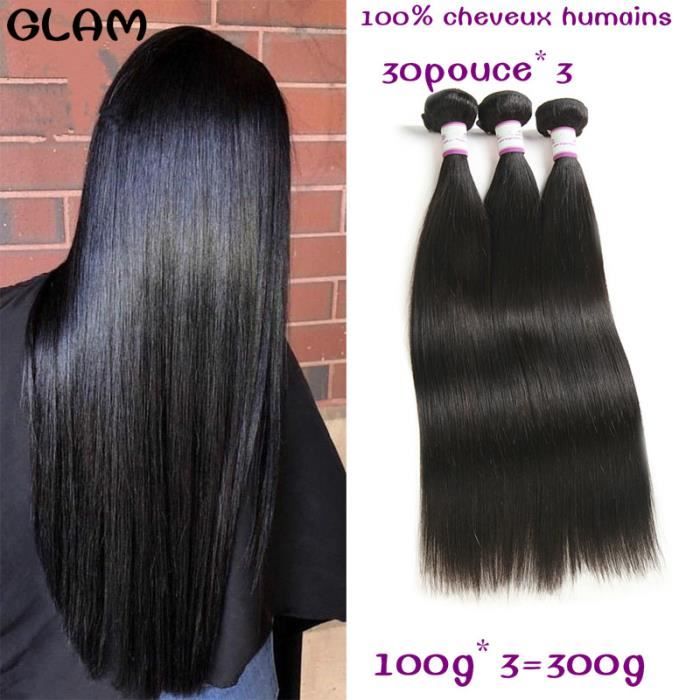 3 Tissages 30-76cm Brésilien Lisse meche Brésilienne Extensions Cheveux Naturel-100g-p Virgin Human Hair