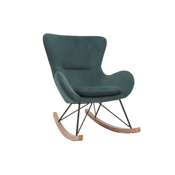 Miliboo - Rocking chair design velours côtelé vert ESKUA