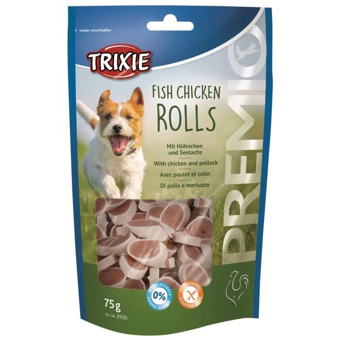 TRIXIE Rolls Premio au poulet et colin - Pour chien - 75g
