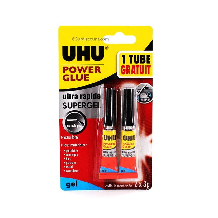 2 COLLES EXTRA FORTE ET RAPIDE POWER GLUE GEL 3G - UHU
