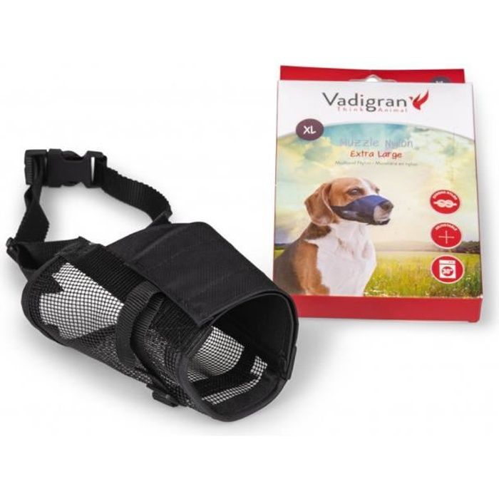 Muselière réglable en nylon, cou de 28 à 46 cm. T XL. pour chien type ST. Bernard-Vadigran 3,000000 Noir