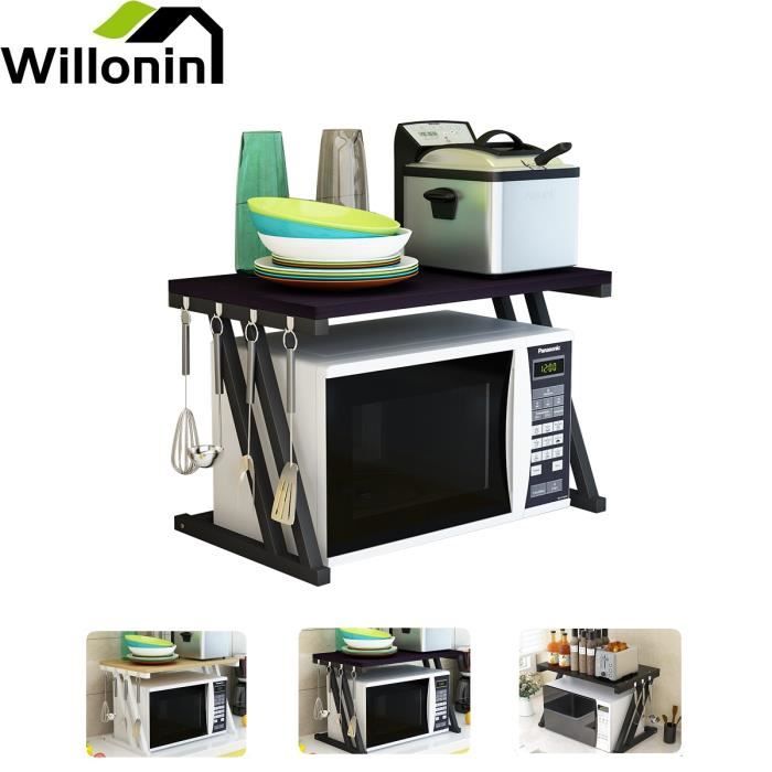 Willonin® Support de Four à Micro-Ondes en forme Z, Meuble de Rangement L 57 x P 38 x H 38 cm, Etagere à Épices pour cuisine