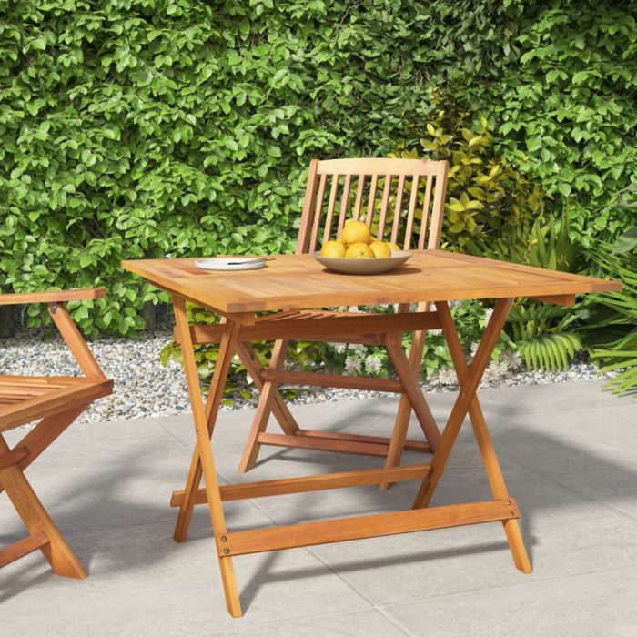 VIDAXL Table pliable de jardin 90x90x75 cm Bois d'acacia solide - vue 2