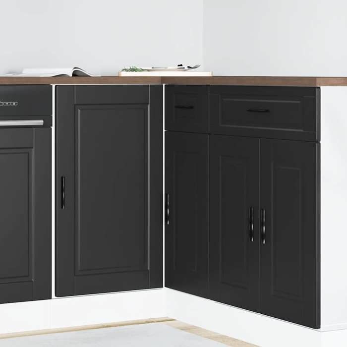 vidaXL Meuble bas de cuisine « Porto » en bois dingénierie noir 854299