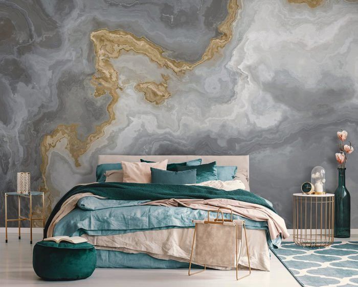 Papier Peint 3D Panoramique Marbre 350x256 cm style 3D Abstraction ...