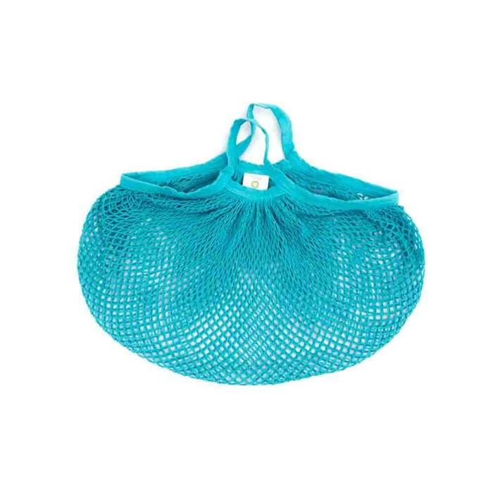 ECODIS Filet à provisions en coton bio turquoise - Sac de courses réutilisable 40x40 cm