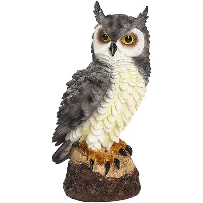 Broche Fantaisie Hibou Vintage - Résine Gris Yeux Strass - Porte-Bonheur Occasion