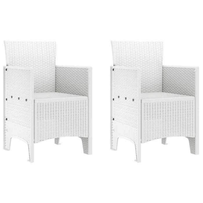 NEW 2025 Chaises de jardin - GKO - Fauteuil jardin - 2 pcs en poly rotin blanc - size:53x49x85 cm @@3928