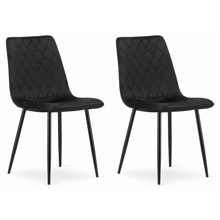 Chaise Komodee SCANNO - 2 Pieces - NOIR - Tapisser en velours 53 x 45 x 89 cm Chaise Komodee SCANNO - 2 Pieces - NOIR - Tapisser en velours 53 x 45 x 89 cm
