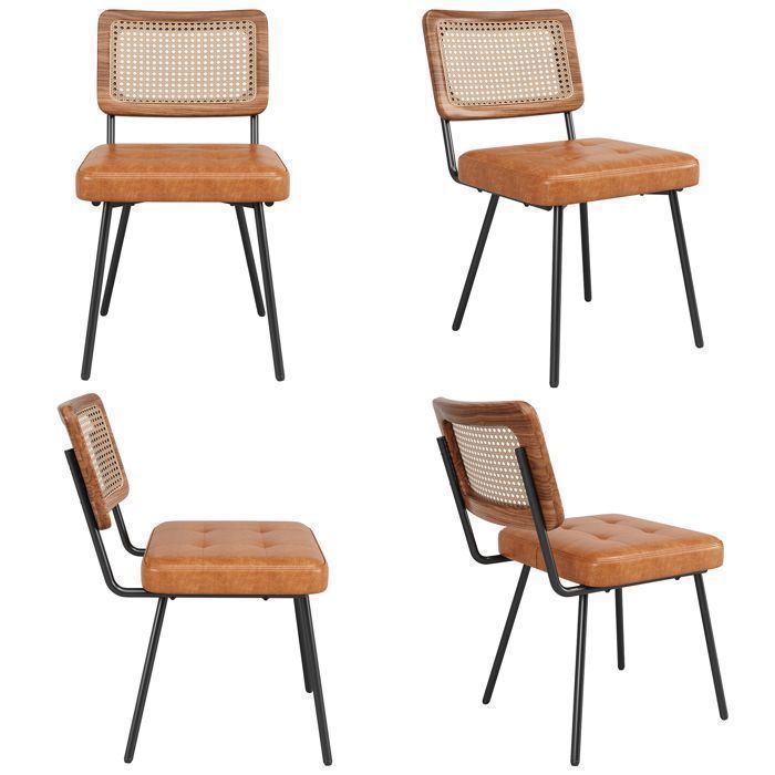 Chaises de Salle à Manger - Lot de 4 - Similicuir Marron - Design Rétro - Ergonomique