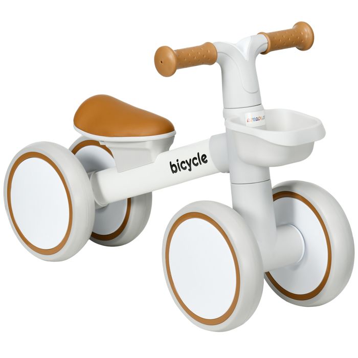 Draisienne vélo Enfant 4 roues -AIYAPLAY - selle réglable - guidon ergonomique -alliage alu. PP - 1 à 3 ans - Marron Blanc