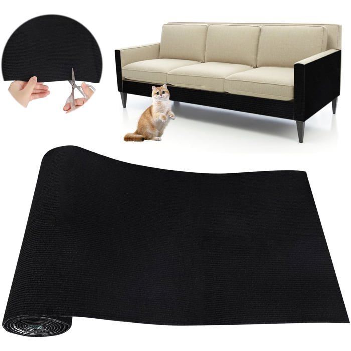 Meilleurs prix pour Tapis Griffoir Chat Canapé Auto-AdhéSif: Protection Anti Griffe Chat pour Meuble DIY Trimmable Chats Grattoir40Cmx200Cm (Noir)