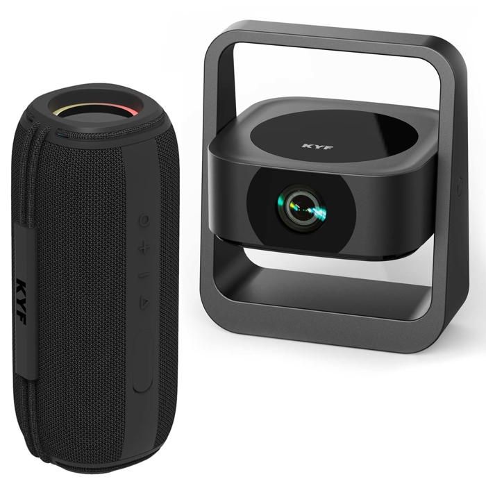 KYF Vid&eacute;oprojecteur Android 4K Wifi pliable enceinte Bluetooth 60W