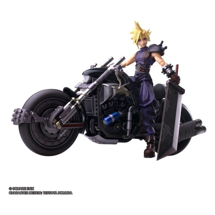 Square-Enix - Final Fantasy VII Bring Arts - Figurine avec véhicule Cloud Strife & Hardy-Daytona 15 cm