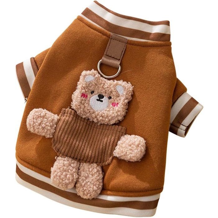 Pull pour chien avec anneau en D manteau dhiver chaud pull doux pour petits chiens et chats (XS marron)