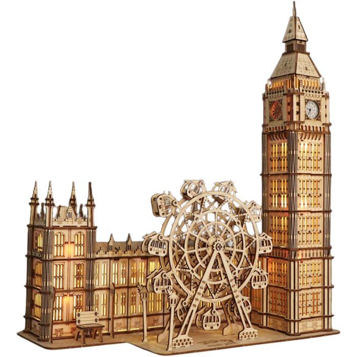 Puzzle 3D Music Park Big Ben Maquette Mécanique en Bois - Cadeau Élégant