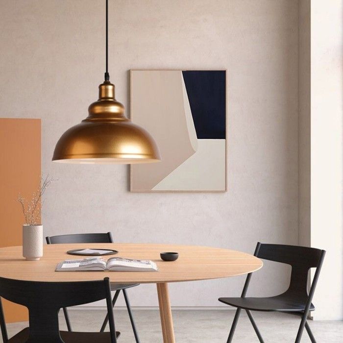 WOTTES 1 x Industriel Suspension Luminaire Rétro Lustre Plafonnier Vintage Éclairage Plafond en Métal Cuivre pour Restaurant