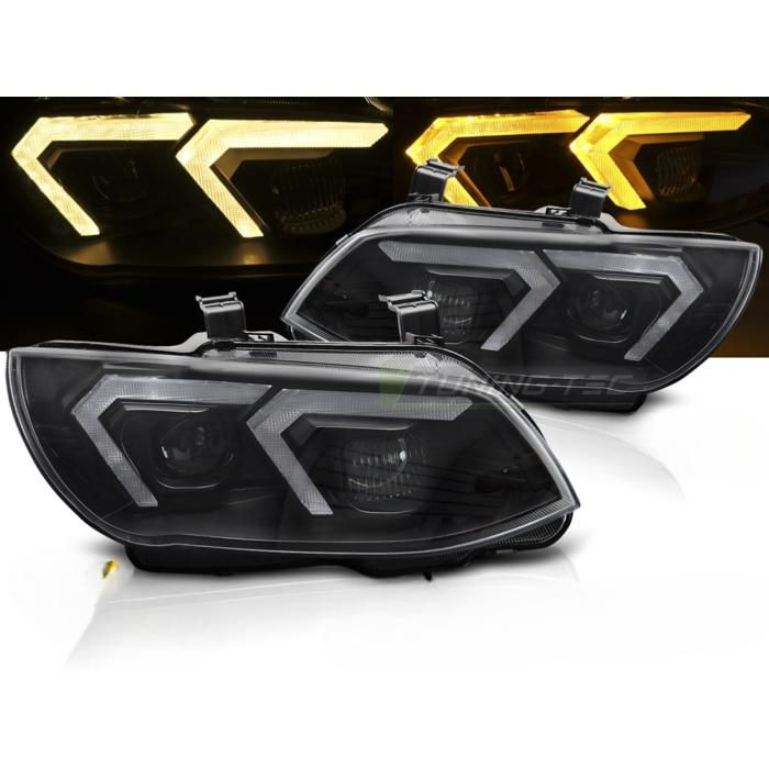 Paire de feux phares BMW serie 3 E92 / E93 de 2010 a 2013 LED DRL Yellow Noir-42389183