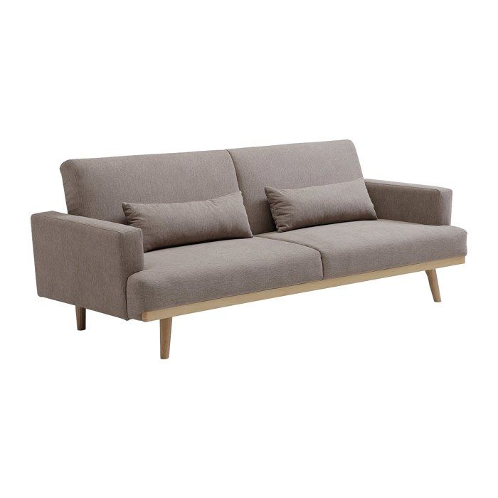 Canapé 3 places convertible clic-clac en tissu taupe ESME