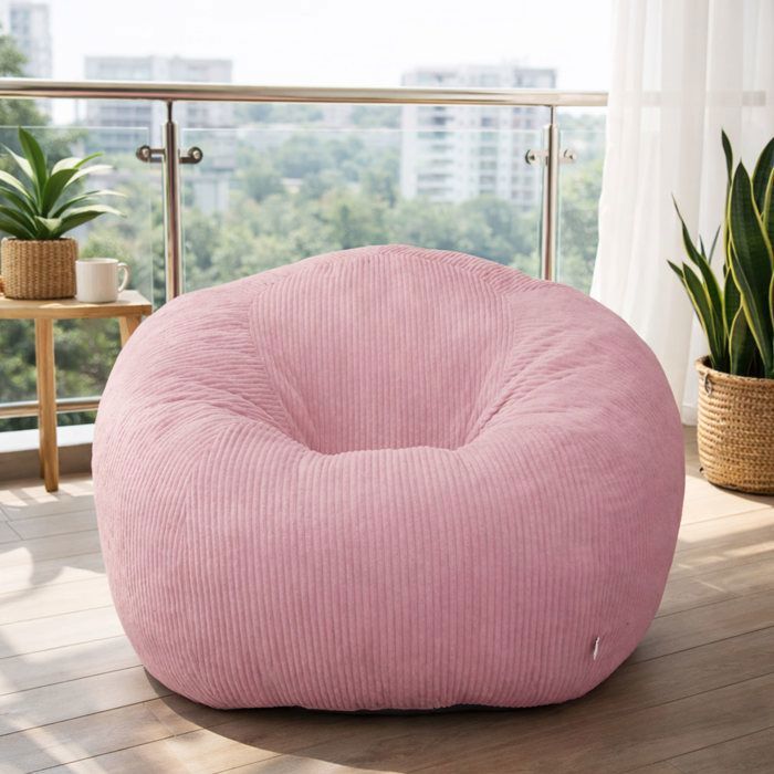 Fauteuil pouf rondelle 110cm – rose – pouf poire design ultra confortable intérieur extérieur relaxation