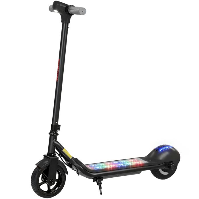 Trottinette électrique enfants - SPORTNOW - écran LED lumières RGB pneus 65 vitesse 10 km/h - métal PP - 80x34x89cm - noir