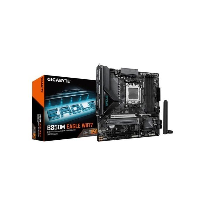 GIGABYTE B850M Eagle WIFI7 Carte Mère – Processeurs AMD Ryzen 9000 Series VRM numérique 8+2+2 Phases Jusqu’à 8200 MHz DDR5 O.C. 1× .2 PCIe 5.0 + 1× .2 PCIe 4.0 Wi FI 7 LAN 2.5 GbE - vue 2