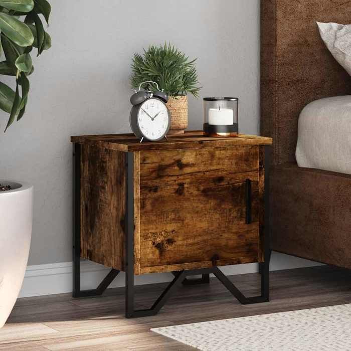 Lot de 2 Armoires de chevet intemporel - vidaxl - Table de lit - bois dingénierie - chêne fumé - 40 x 30 x 40 cm@szu98z