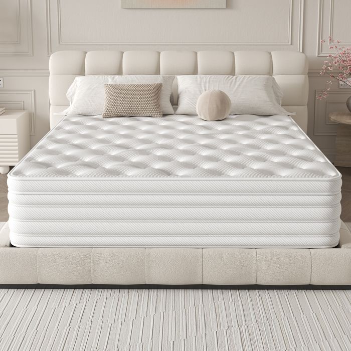 Matelas 180x200 cmHauteur 25 cmDEWINNER Matelas Silencieux dépaisseur MoyenneMousse à Mémoire de Forme HybrideRessorts