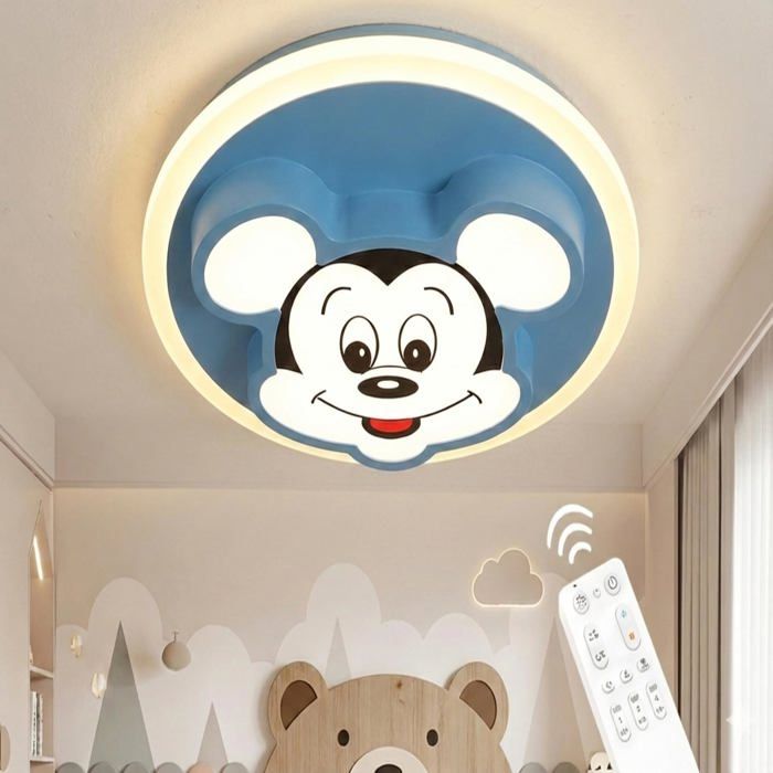 Plafonnier LED Enfant 50 cm avec Télécommande Lustre Chambre Bébé/Fille/Garçon 3 Températures 3000K/4000K/6000K Design Souris M
