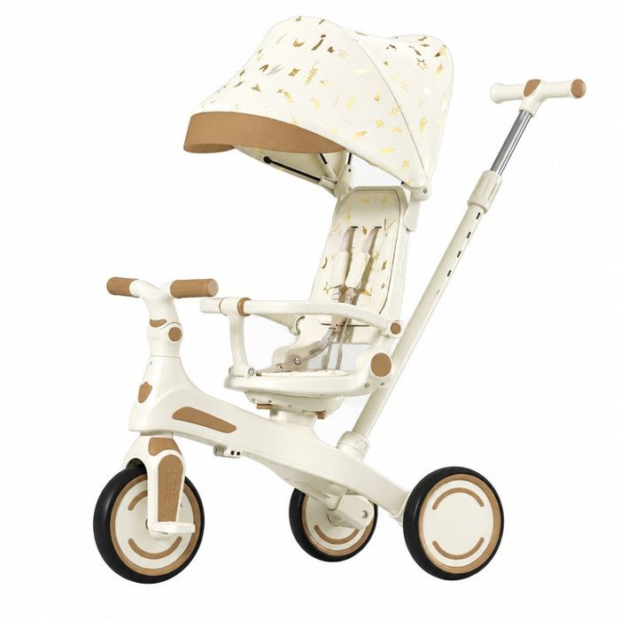 Tricycle enfant 5 en 1 transformable en draisienne avec siège rotatif et auvent pour enfants 1-5 ans blanc