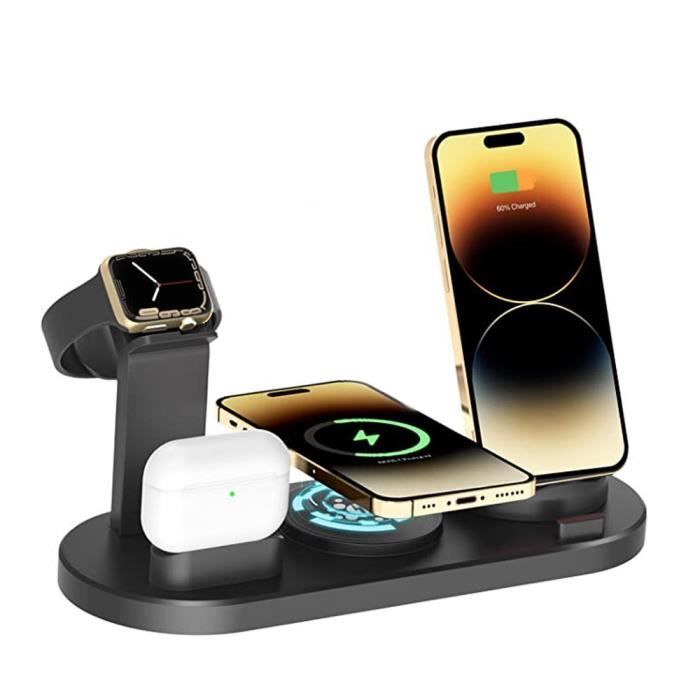 07D noir Station de charge magn tique 4 en 1 pour Apple Watch
