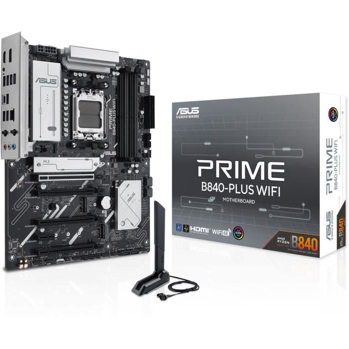 Carte mère ATX - ASUS - PRIME B840-PLUS WIFI - Socket AM5 - 64 Go RAM DDR5 - M.2 PCIe 4.0 Carte mère ATX - ASUS - PRIME B840-PLUS WIFI - Socket AM5 - 64 Go RAM DDR5 - M.2 PCIe 4.0