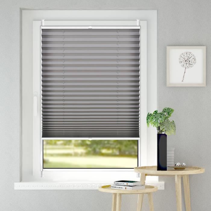 store plisse occultant 65x200cm anthracite store enrouleur sans percer ni viser facile a installer achat vente store de fenetre cdiscount