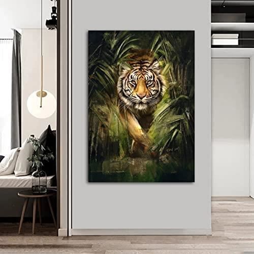 Toile Wall Art Cool Tiger in The Jungle Animal Affiches Wall Art pour
