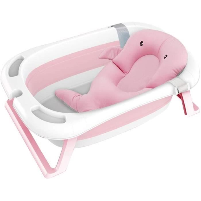 Support Bain Nouveau-né Hamac De Bain Bébé Antidérapant 100% Coton | Siège Douche Nouveau-né 0-8 Mois - Bleu Support Baignoire Bébé