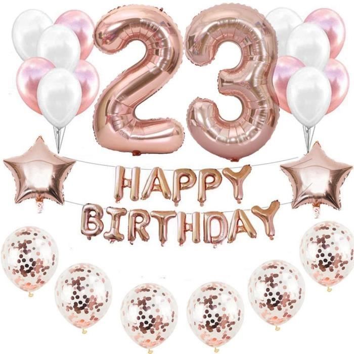 23eme Anniversaire Decoration D Anniversaire Pour Fille Or Rose 23 Ans 23 Ans Decoration D Anniversaire Or Rose Ballon Gonflab 1194 Cdiscount Maison