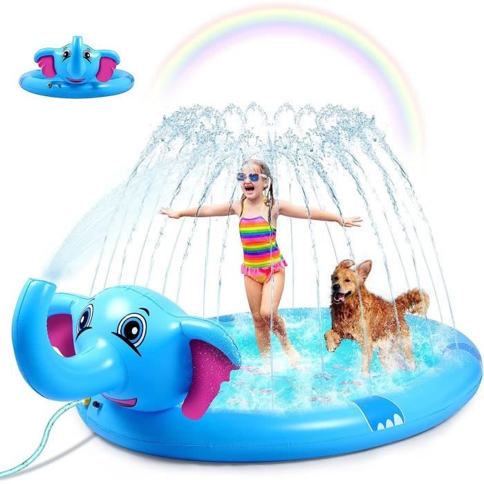 Tapis D'eau Gonflable PVC 100x100 Cm – Jet D'eau – Pour Enfants Et Chiens – Jardin Et Plage