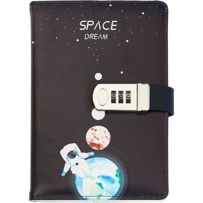 Carnet Verrouillé A5 NectaRoy - Motif Astronaut Espace Avec Code Secret - Idée Cadeau