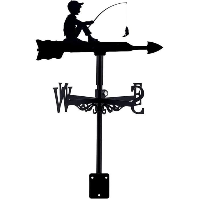 Girouette Jardin Métal Avec Flèche - Indicateur Direction Vent Décoratif Pour Toit Et Cour